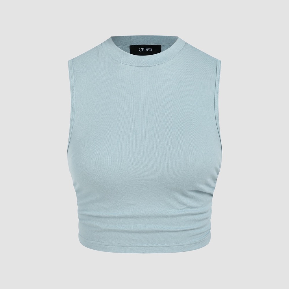 🌝20% NEW Pale Blue Sleeveless Crop Top